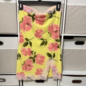 White Fox Boutique Yellow Floral Strapless Dress